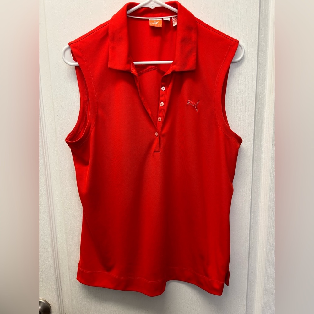 Ladies Puma Bright Orange Sleeveless Polo Tank Top Size XL